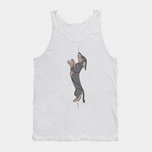 Dachshund Dog Standing - Simple Minimalist Line Art Design Tank Top